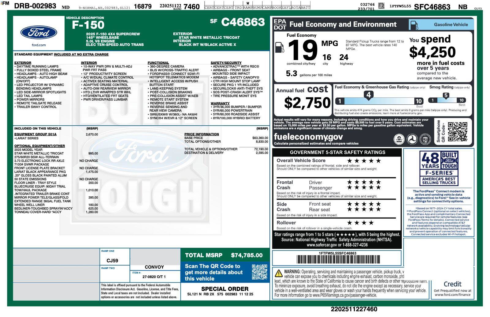 Certified 2025 Ford F150 Lariat w/ Equipment Group 501A Mid AWD/4WD image 3