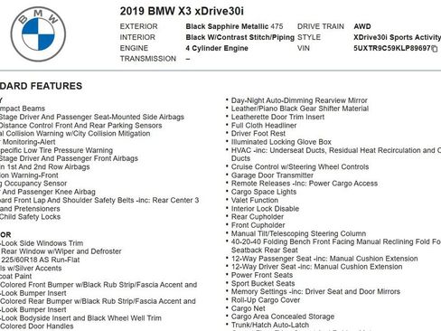 Used 2019 BMW X3 xDrive30i w/ Driving Assistance Package AWD/4WD image 17