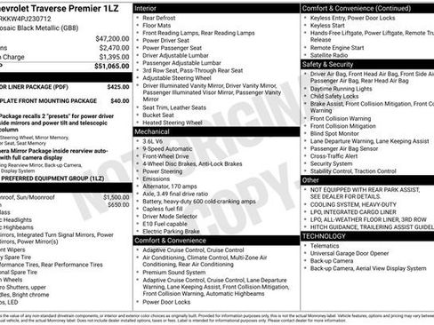 Used 2023 Chevrolet Traverse Premier w/ LPO, Floor Liner Package FWD image 5