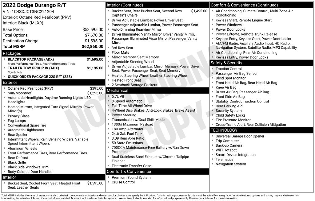 Used 2022 Dodge Durango R/T w/ Blacktop Package AWD/4WD image 46
