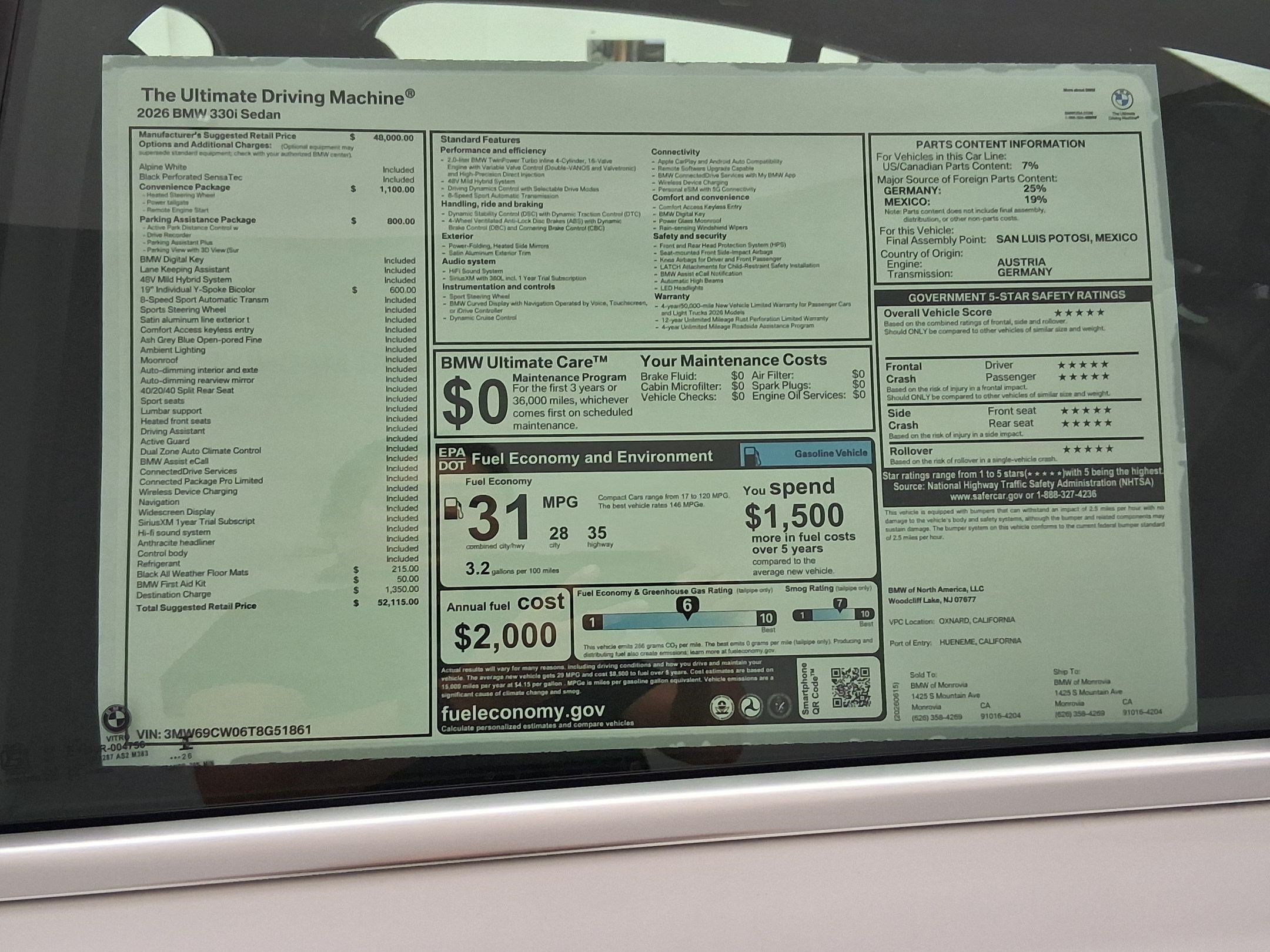 New 2026 BMW 330i Sedan w/ Convenience Package RWD image 32