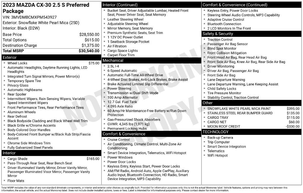 Certified 2023 MAZDA CX-30 AWD 2.5 S w/ Preferred Package image 9