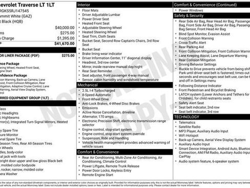 Certified 2024 Chevrolet Traverse LT w/ LPO, Floor Liner Package FWD image 36