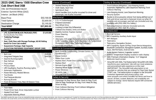 Certified 2025 GMC Sierra 1500 Elevation w/ LPO, Elevation Black Package RWD image 7