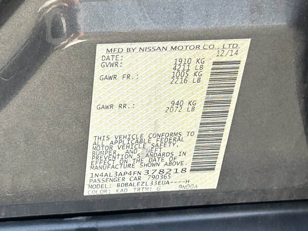 Used 2015 Nissan Altima 2.5 S w/ Power Driver Seat Package FWD image 14
