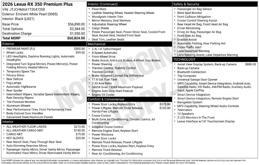 New 2026 Lexus RX 350 Premium Plus FWD image 4