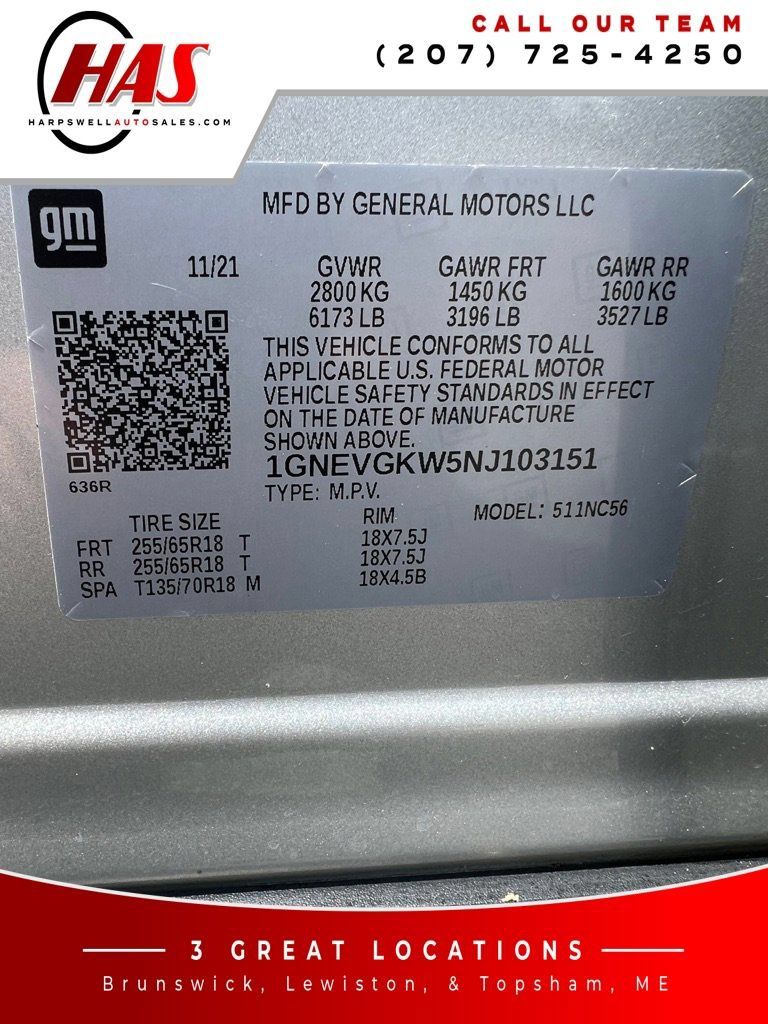 Used 2022 Chevrolet Traverse LT w/ LPO, Floor Liner Package AWD/4WD image 17