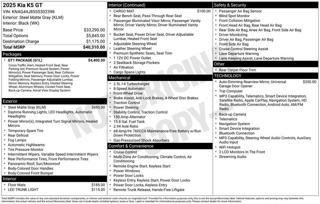 Used 2025 Kia K5 GT w/ GT1 Package FWD image 40