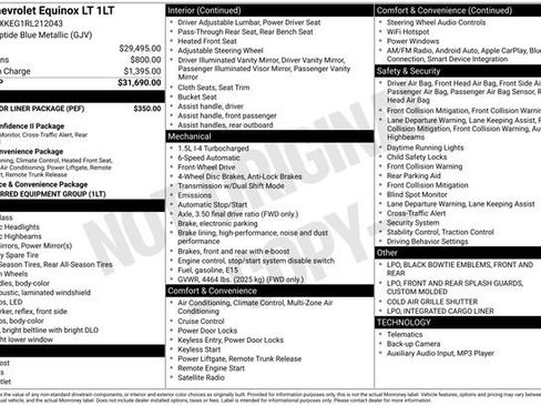 Used 2024 Chevrolet Equinox LT w/ LPO, Floor Liner Package image 2