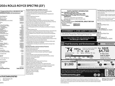 Used 2024 Rolls-Royce Spectre w/ Leather Finishing Pack AWD/4WD image 54
