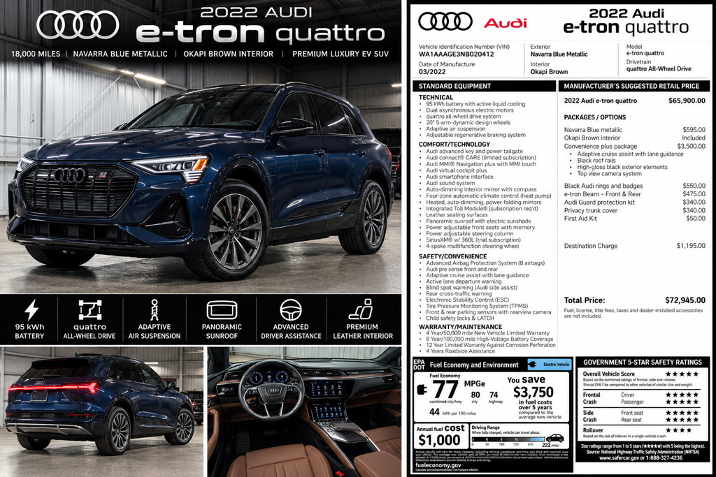 Used 2022 Audi e-tron Premium AWD/4WD image 2