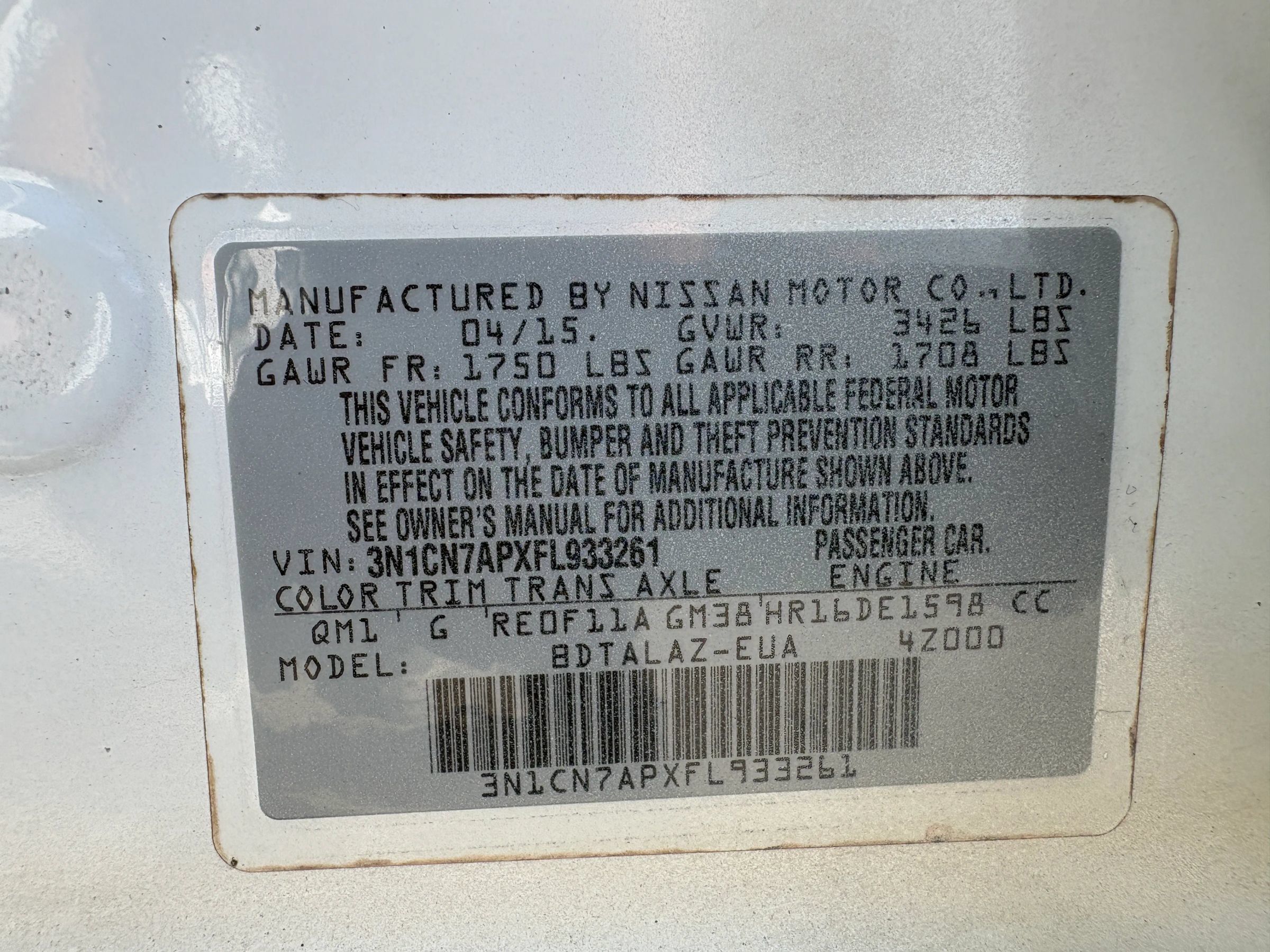 Used 2015 Nissan Versa S Plus FWD image 37