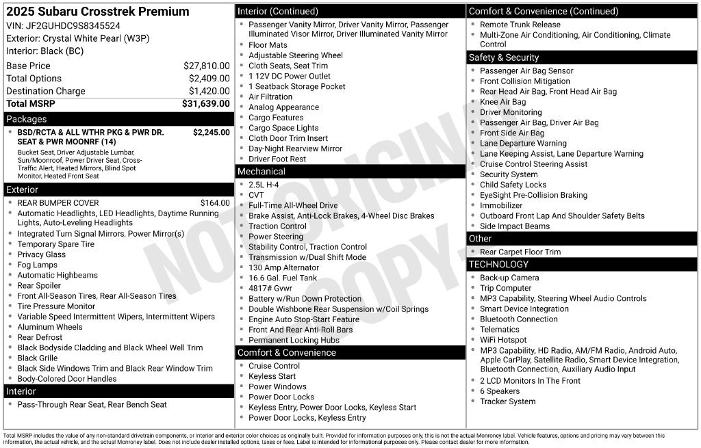 Certified 2025 Subaru Crosstrek 2.5i Premium AWD/4WD image 6