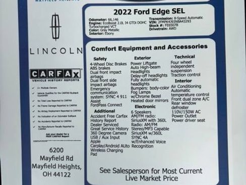 Used 2022 Ford Edge SEL w/ Convenience Package AWD/4WD image 37