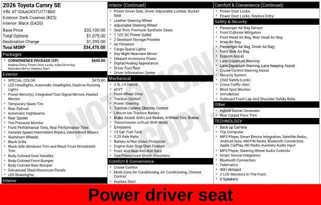 Used 2026 Toyota Camry SE w/ Convenience Package FWD image 24