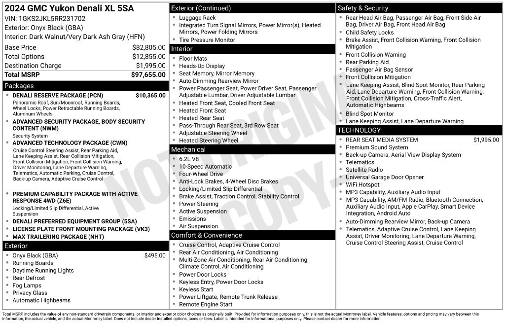 Used 2024 GMC Yukon XL Denali w/ Denali Reserve Package AWD/4WD image 15