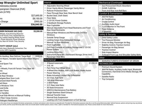 Used 2016 Jeep Wrangler Unlimited Sport w/ Quick Order Package 24S AWD/4WD image 26