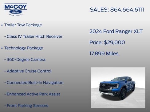 Used 2024 Ford Ranger XLT w/ Equipment Group 301A High image 12