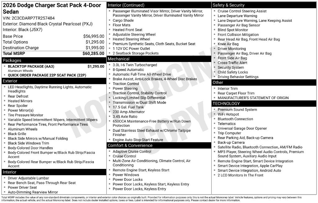 New 2026 Dodge Charger Scat Pack w/ Blacktop Package AWD/4WD image 9