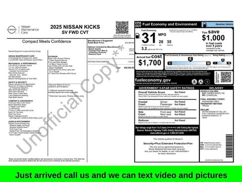 Used 2025 Nissan Kicks SV FWD image 1