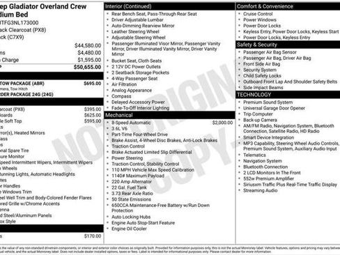 Certified 2022 Jeep Gladiator Overland w/ Trailer Tow Package AWD/4WD image 4