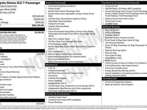 Used 2012 Toyota Sienna XLE w/ XLE Navigation Pkg AWD/4WD image 30