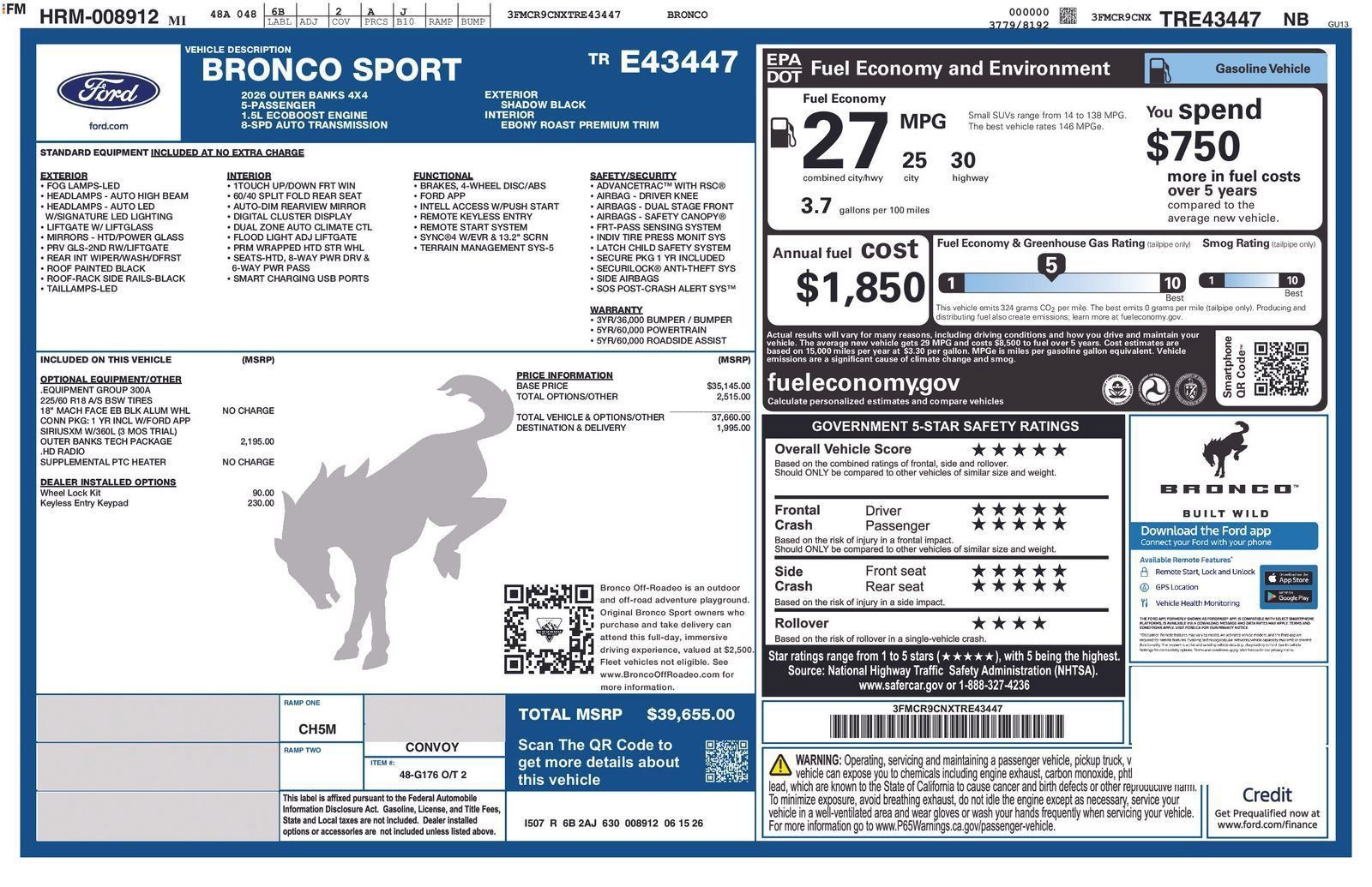 New 2026 Ford Bronco Sport Outer Banks w/ Outer Banks Tech Package+ AWD/4WD image 6