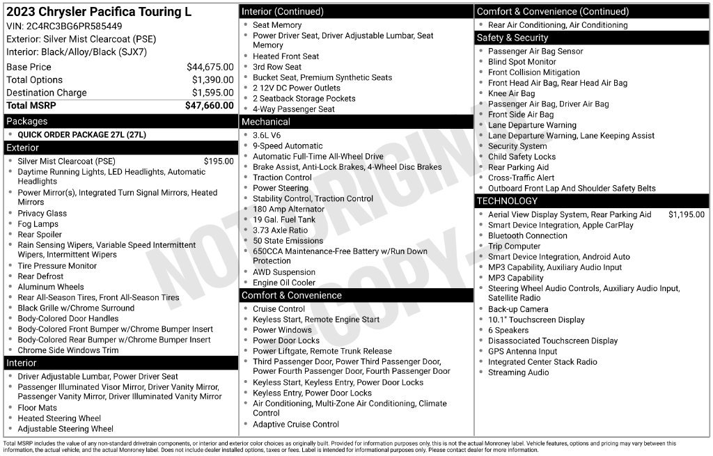 Used 2023 Chrysler Pacifica Touring-L AWD/4WD image 2