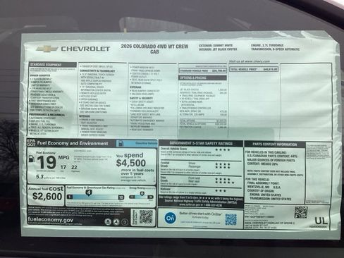 New 2026 Chevrolet Colorado W/T w/ Advanced Trailering Package image 11