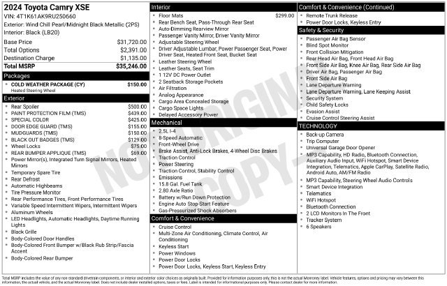 Certified 2024 Toyota Camry XSE w/ Cold Weather Package FWD image 33