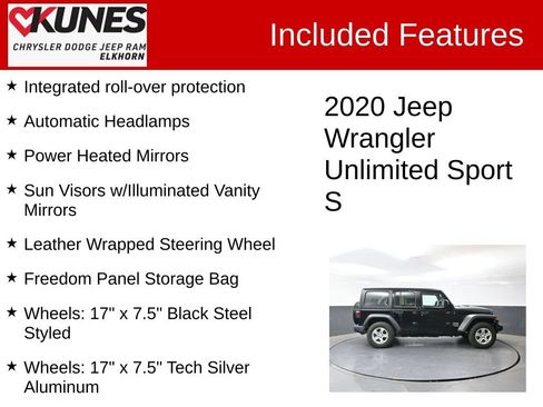 Used 2020 Jeep Wrangler Unlimited Sport S AWD/4WD image 3