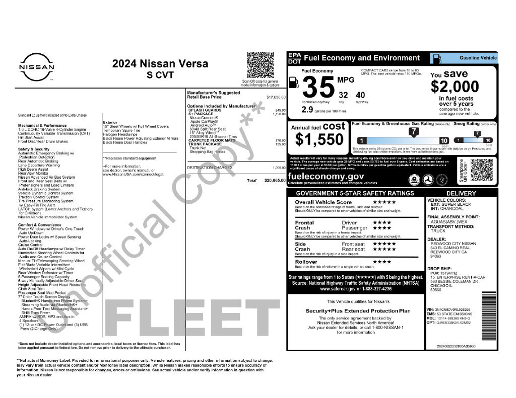 Used 2024 Nissan Versa S w/ S Plus Package FWD image 30