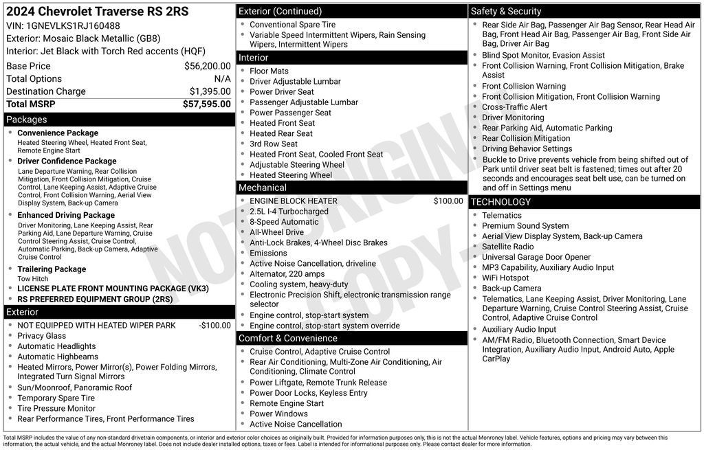 Used 2024 Chevrolet Traverse RS AWD/4WD image 2