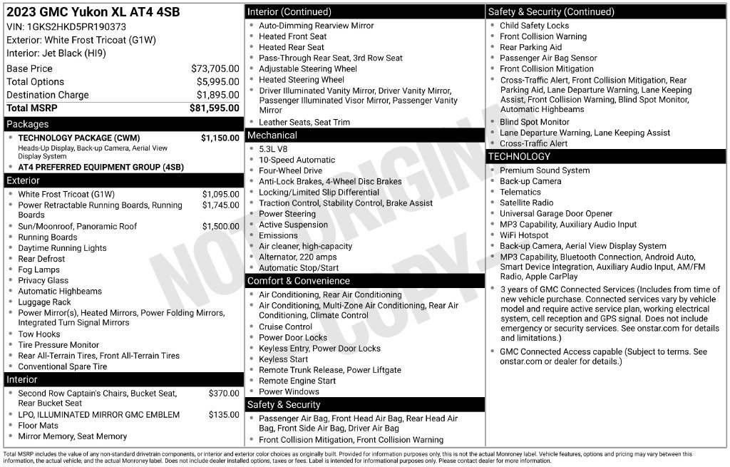 Used 2023 GMC Yukon XL AT4 w/ Technology Package AWD/4WD image 2