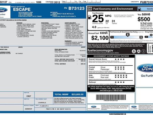 Used 2015 Ford Escape S FWD image 3
