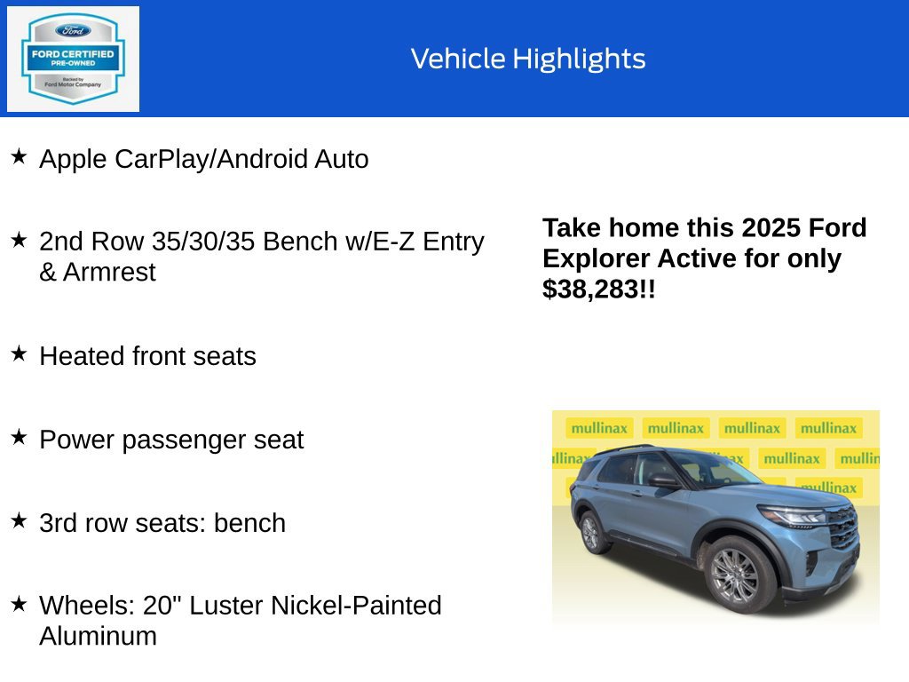 Certified 2025 Ford Explorer Active AWD/4WD image 20
