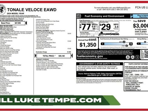 Used 2024 Alfa Romeo Tonale Veloce AWD/4WD image 1