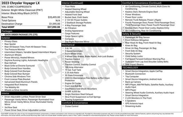 Used 2023 Chrysler Voyager LX FWD image 31