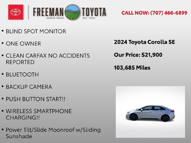 Used 2024 Toyota Corolla SE w/ SE Premium Package FWD image 9