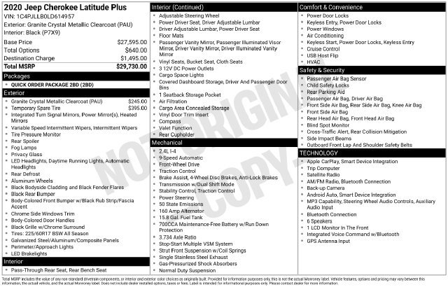 Used 2020 Jeep Cherokee Latitude Plus FWD image 17