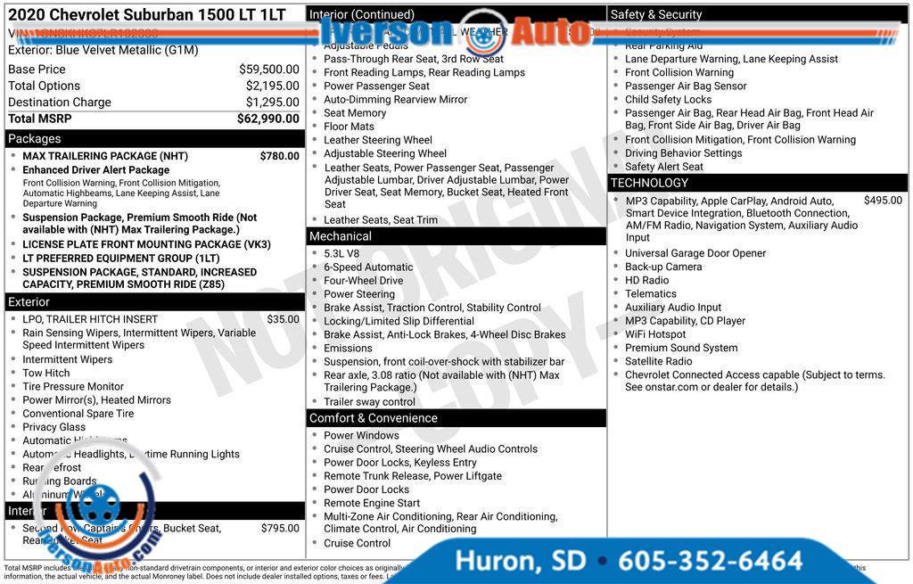 Used 2020 Chevrolet Suburban LT w/ Max Trailering Package AWD/4WD image 4