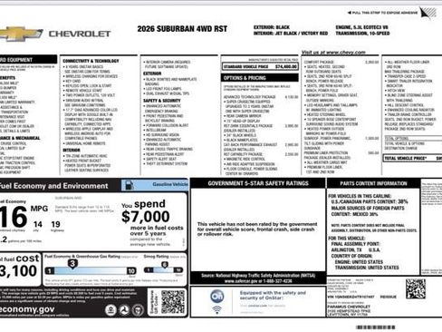 Used 2026 Chevrolet Suburban RST AWD/4WD image 30