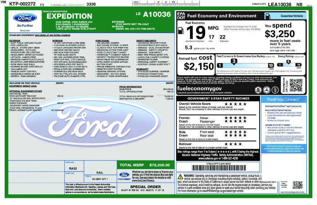 Used 2020 Ford Expedition King Ranch w/ Cargo Package AWD/4WD image 44