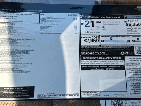 New 2026 Land Rover Range Rover Long Wheelbase SE AWD/4WD image 30