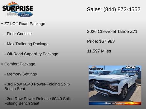 Used 2026 Chevrolet Tahoe Z71 w/ Z71 Off-Road Package AWD/4WD image 20