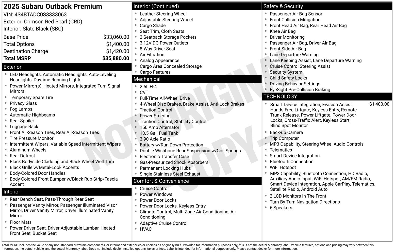 Certified 2025 Subaru Outback Premium AWD/4WD image 33
