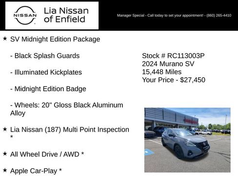 Certified 2024 Nissan Murano SV w/ SV Midnight Edition Package AWD/4WD image 5
