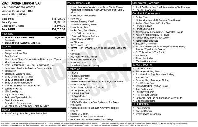 Used 2021 Dodge Charger SXT w/ Blacktop Package RWD image 15