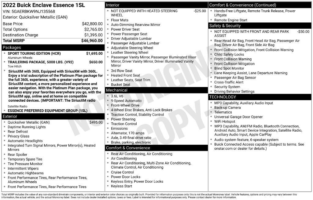 Used 2022 Buick Enclave Essence w/ Sport Touring Edition FWD image 22
