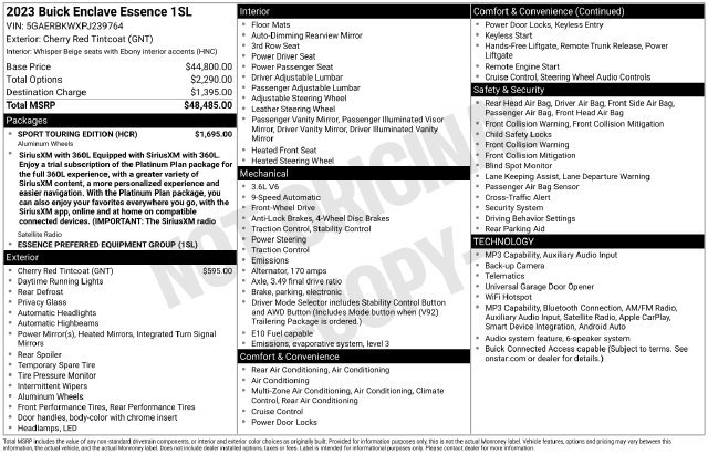 Used 2023 Buick Enclave Essence w/ Sport Touring Edition FWD image 10